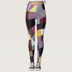 Unregelmäßiges Gitter: Violettgelbe Abstrakte Male Leggings