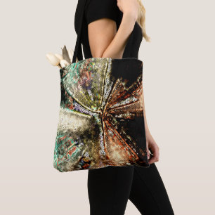 Unregelmäßiges Mosaik über geflochtenen und mollig Tasche