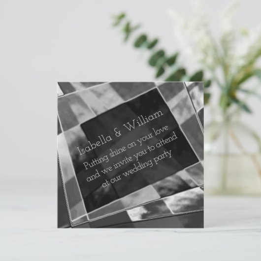 Unregelmäßiges Rechteck, schwarz und showgrau Einladung (Stehend Vorderseite)