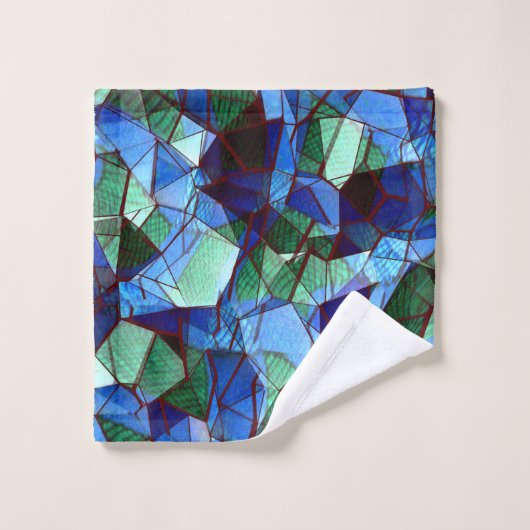 Unregelmäßiges und unorganisiertes Mosaik überlage Badhandtuch Set (Waschlappen)