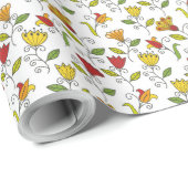 Unrolled and flat sheets of floral wrapping paper  geschenkpapier (Rolleneckpunkt)