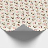 Unrolled and flat views of floral wrapping paper geschenkpapier (Ecke)