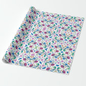Unrolled and flat views of vibrant floral wrapping geschenkpapier (Ungerollt)
