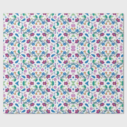 Unrolled and flat views of vibrant floral wrapping geschenkpapier (Flach)