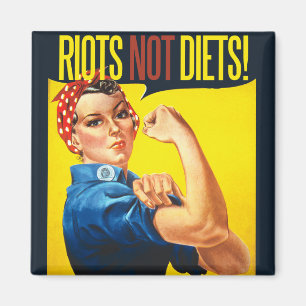 Unruhen und Ernährung - Vintager Feminismus Magnet
