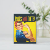 Unruhen und Ernährung - Vintager Feminismus Postkarte (Stehend Vorderseite)