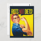 Unruhen und Ernährung - Vintager Feminismus Postkarte (Vorne/Hinten)