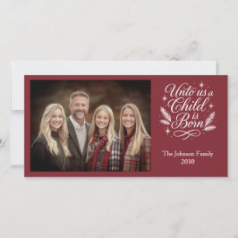 Uns ein Kind ist Geboren Foto Weihnachtskarte Feiertagskarte