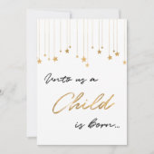 Uns ein Kind ist Geboren handgeschriebenes Gold We Einladung (Vorderseite)