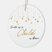 Uns ein Kind ist Geboren handgeschriebenes Gold We Keramik Ornament (Links)