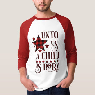 Uns ein Kind ist Geboren Weihnachten Kariert T-Shirt