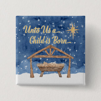 Uns ein Kind ist Geboren Weihnachtskrippe Button