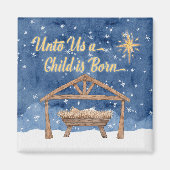 Uns ein Kind ist Geboren Weihnachtskrippe Magnet (Vorne)