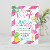 Uns gelassen Flamingle Flamingo-Party Einladung (Stehend Vorderseite)
