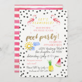 Uns gelassen Flamingle! Pool-Party Einladung (Vorne/Hinten)