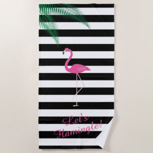 Uns gelassen Flamingle schwarzer u. weißer Strandtuch