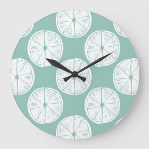 Uns gelassen Taco über aquamarines Limones Muster Große Wanduhr