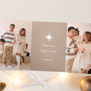 Uns ist ein Kind geboren Foto Collage Weihnachten Dreifach Gefaltete Urlaubskarte