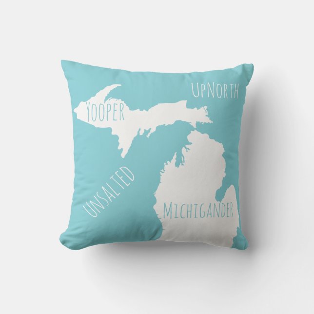 Unsalztes Michigan Map Yooper Michigander Up North Kissen Für Draußen (Vorderseite)