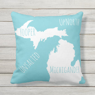 Unsalztes Michigan Map Yooper Michigander Up North Kissen Für Draußen