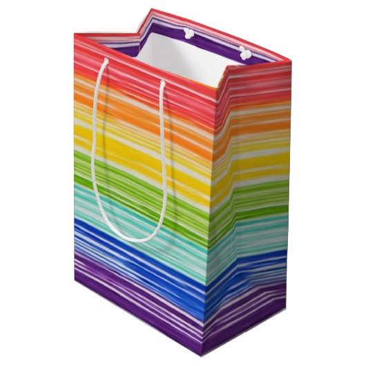 Unsaubere Regenbogenstreifen Mittlere Geschenktüte (Rückseite Schrägansicht)