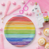 Unsaubere Regenbogenstreifen Pappteller (Party)