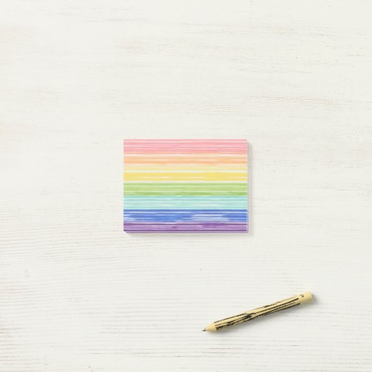 Unsaubere Regenbogenstreifen Post-it Klebezettel (Auf Schreibtisch)