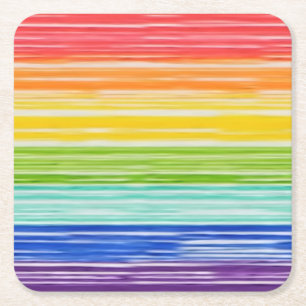 Unsaubere Regenbogenstreifen Rechteckiger Pappuntersetzer