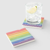 Unsaubere Regenbogenstreifen Steinuntersetzer (Seitenansicht)