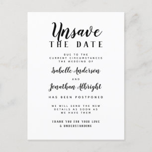 Unsave Das Datum Elegante Hochzeitverlängerung Einladungspostkarte