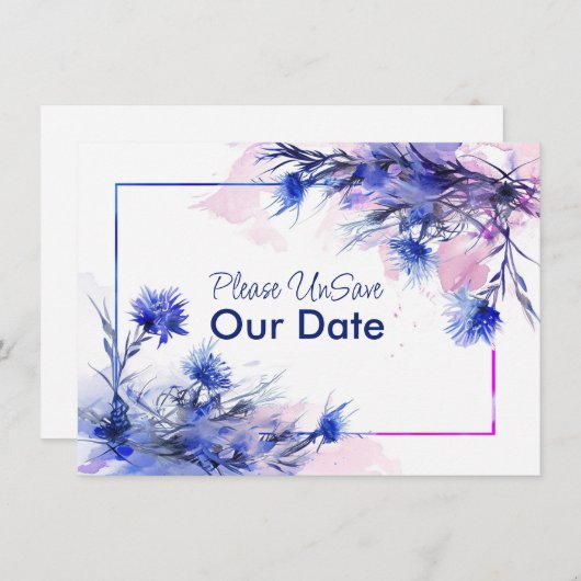 UnSave our Date, lustige Cornflower Reverie Ankündigung (Vorne/Hinten)