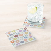 Unschärfe Blume Lg Muster Pastell auf Weiß Glasuntersetzer (Schrägansicht)