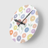 Unschärfe-Blumen-Großmuster-Pastell Runde Wanduhr (Winkel)