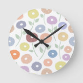 Unschärfe-Blumen-Großmuster-Pastell Runde Wanduhr (Vorderseite)