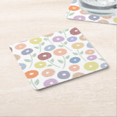 Unschärfe-Blumen-Muster Pastell auf Weiß Rechteckiger Pappuntersetzer (angewinkelt)