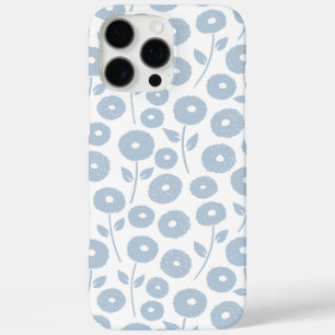 Unschärfe-Blumenmuster Blau auf Weiß iPhone 16 Pro Max Hülle