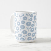 Unschärfe-Blumenmuster Blau auf Weiß Kaffeetasse (Vorderseite Links)