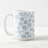 Unschärfe-Blumenmuster Blau auf Weiß Kaffeetasse (Links)