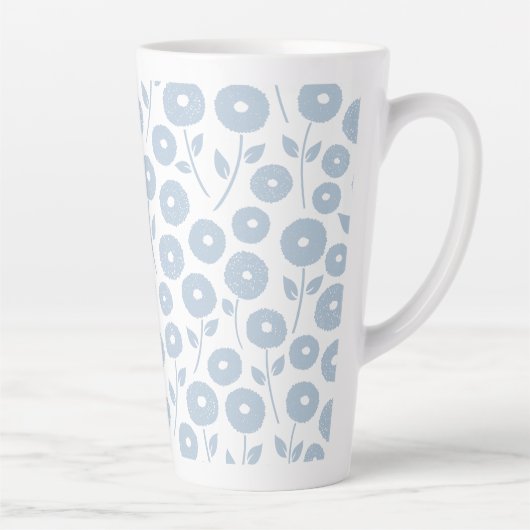 Unschärfe-Blumenmuster Blau auf Weiß Milchtasse (Rechts)