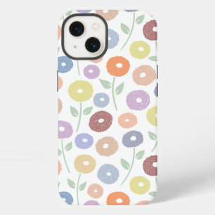 Unschärfe-Blumenmuster in Pastellfarben auf Weiß iPhone 13 Hülle