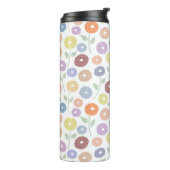 Unschärfe-Blumenmuster Pastell auf Weiß Thermosbecher (Nach links gedreht)