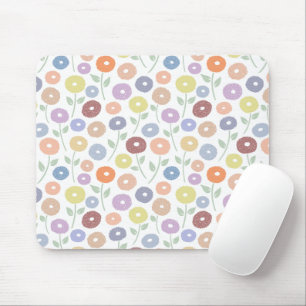 Unschärfe-Blumenmuster Pastelltöne auf Weiß Mousepad