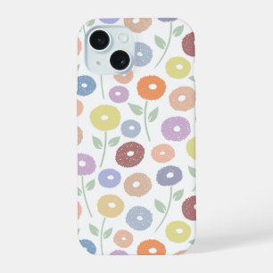 Unschärfe-Blumenmuster-Rpt-Pastell auf Weiß iPhone 15 Hülle