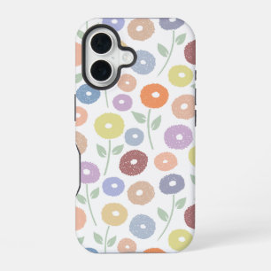Unschärfe-Blumenmuster-Rpt-Pastell auf Weiß iPhone 16 Hülle