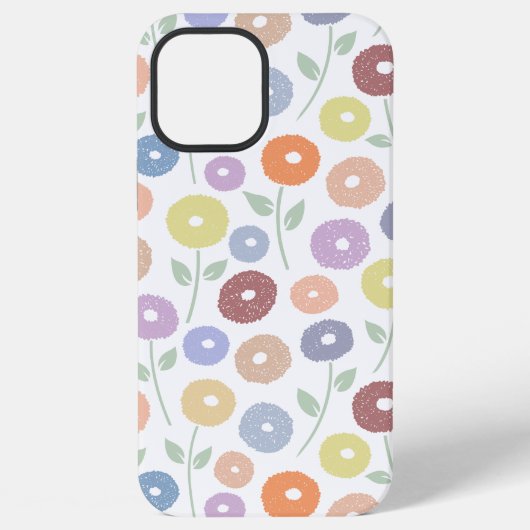 Unschärfe-Blumenmuster-Rpt-Pastell auf Weiß iPhone Hülle (Rückseite)