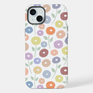 Unschärfe-Blumenmuster-Rpt-Pastell auf Weiß iPhone 15 Plus Hülle