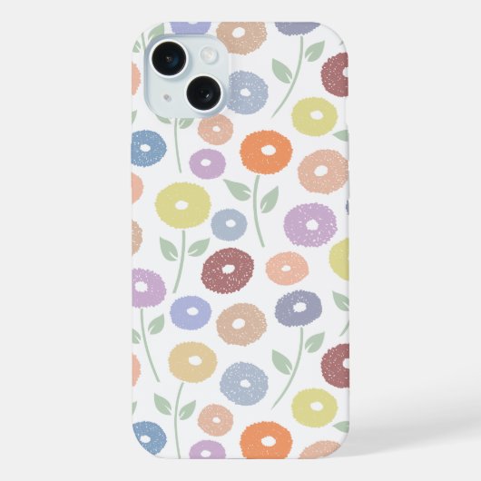Unschärfe-Blumenmuster-Rpt Pastell auf Weiß iPhone Hülle (Rückseite)
