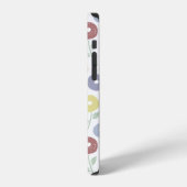 Unschärfe-Blumenmuster-Rpt-Pastell auf Weiß iPhone Hülle (Linke Seite)