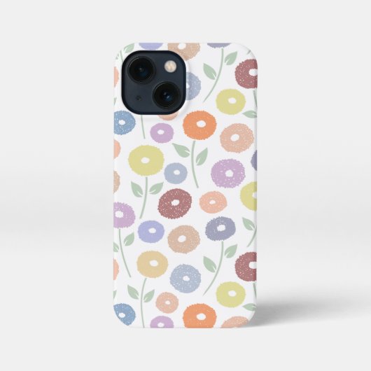 Unschärfe-Blumenmuster-Rpt Pastell auf Weiß iPhone Hülle (Rückseite)