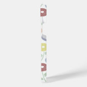 Unschärfe-Blumenmuster-Rpt Pastell auf Weiß iPhone Hülle (Linke Seite)